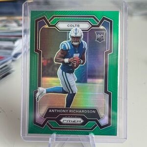 🔥 2023 Anthony Richardson Panini Prizm Green Hologram Rookie. Indy